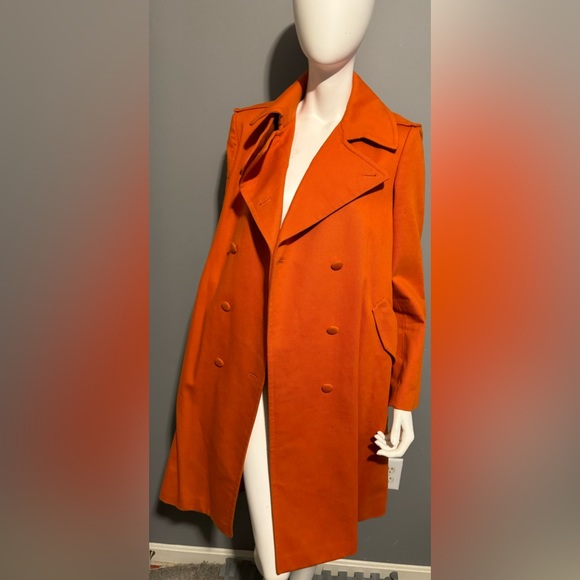 Charles Nolan orange double breasted trench sz 12
